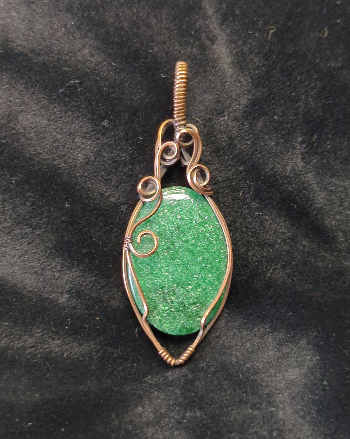 Aventurine Pendant, set in antiqued copper