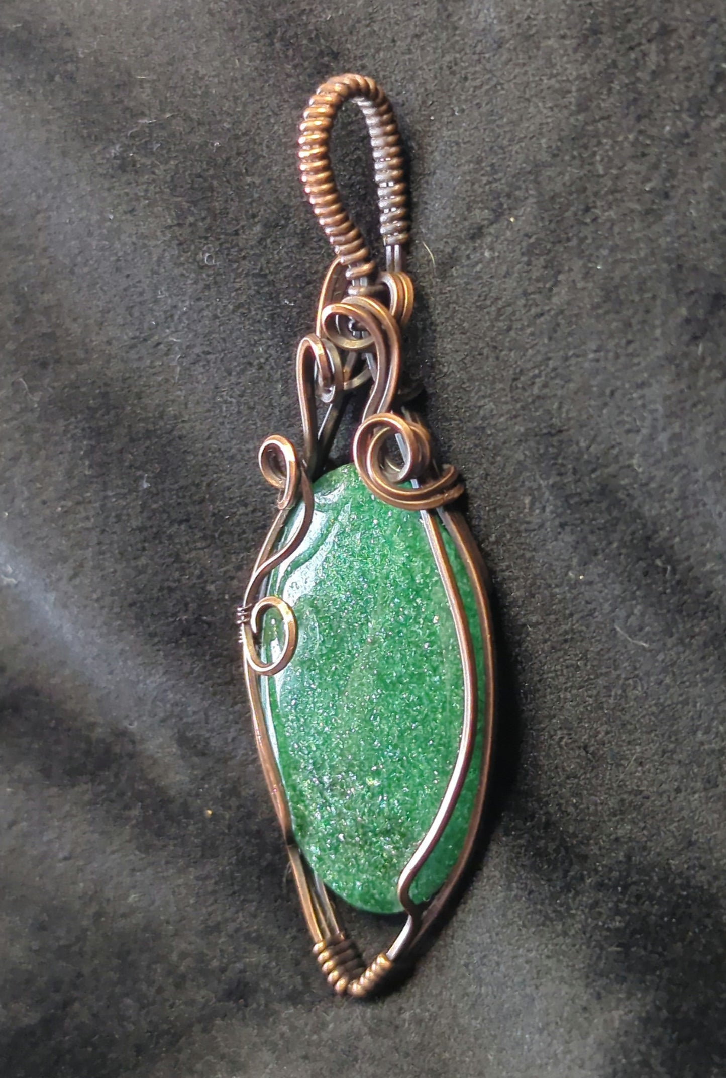 Aventurine Pendant, set in antiqued copper