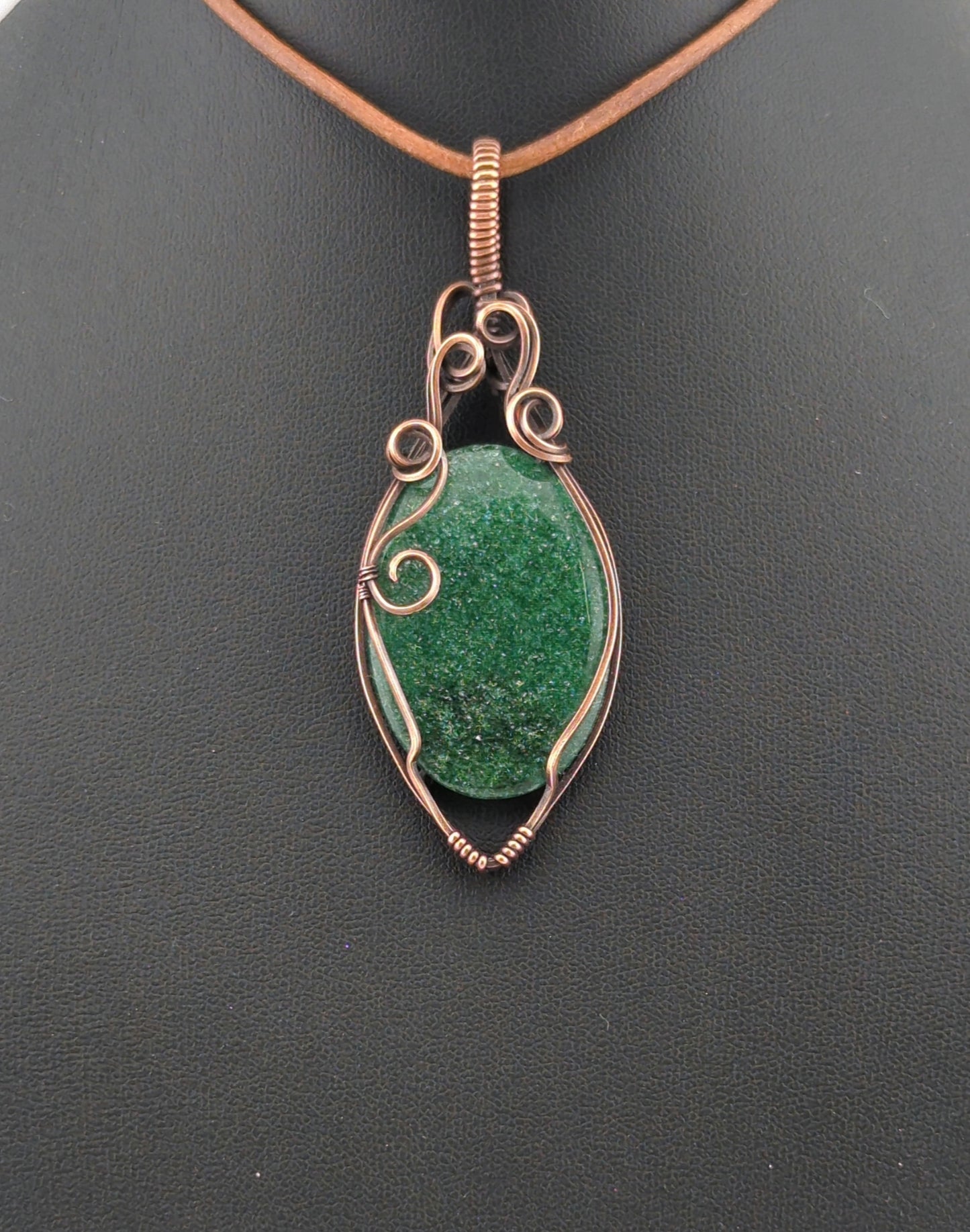 Aventurine Pendant, set in antiqued copper