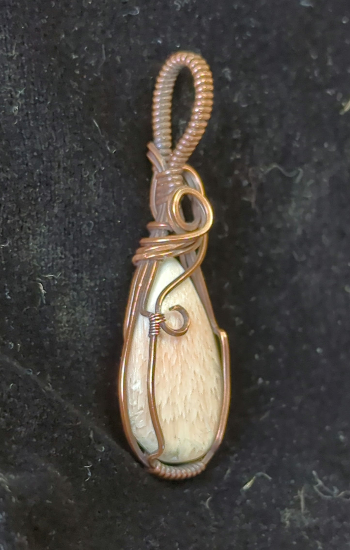 Pink Scolecite Pendant, set in antiqued copper.