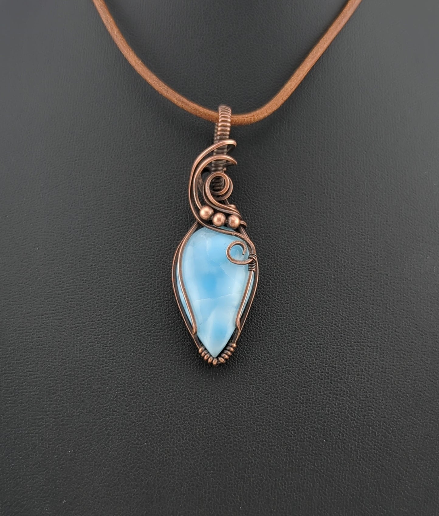 Larimar Pendant set in antiqued copper.
