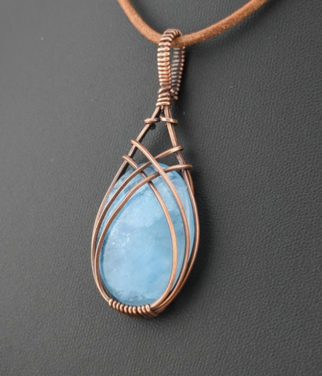 Aquamarine Pendant, set in antiqued copper