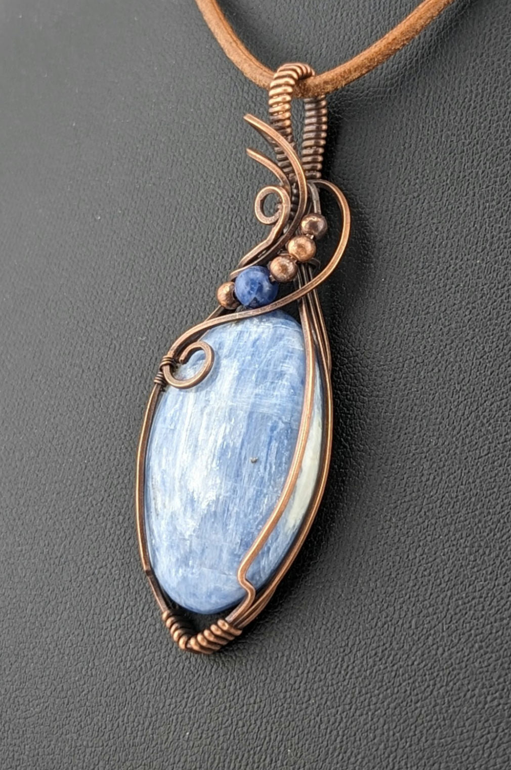 Kyanite, set in antiqued copper, accented with Sodalite