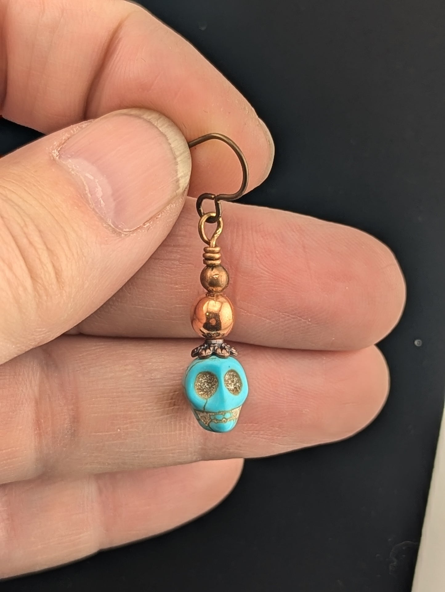 Skull earrings in antiqued Copper finish