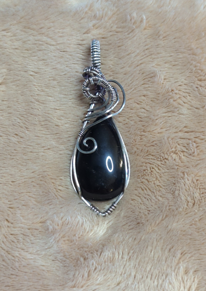 Obsidian Pendant, set in Sterling Silver.