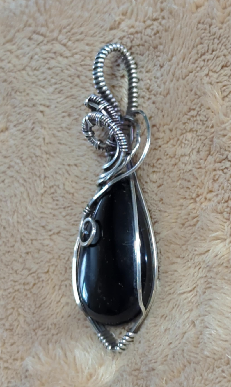 Obsidian Pendant, set in Sterling Silver.