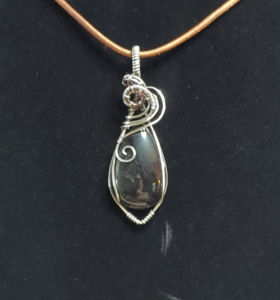 Obsidian Pendant, set in Sterling Silver.