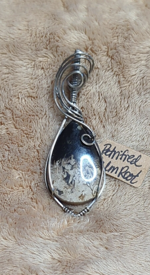 Petrified Palm root Pendant, set in antiqued Sterling silver.