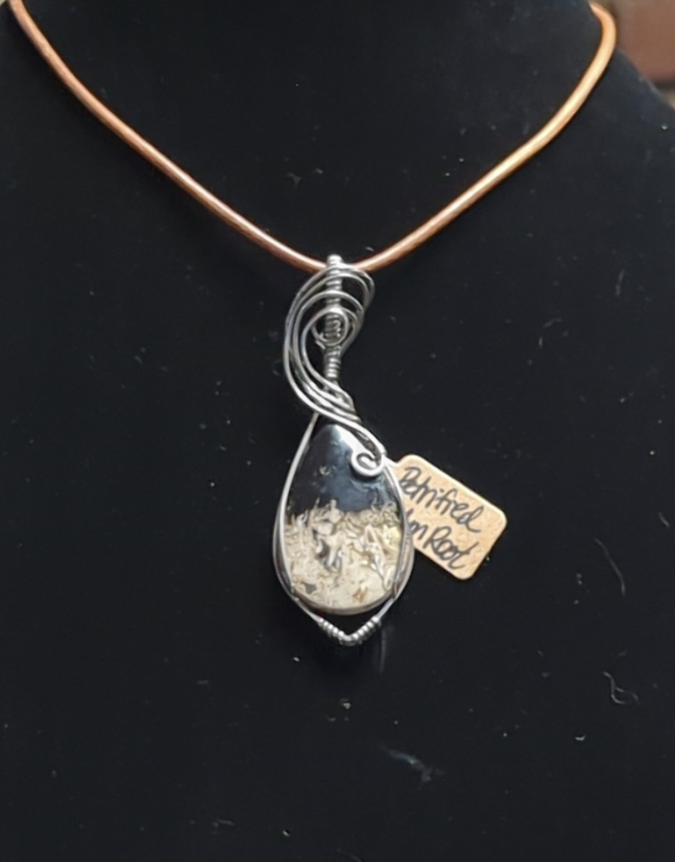 Petrified Palm root Pendant, set in antiqued Sterling silver.