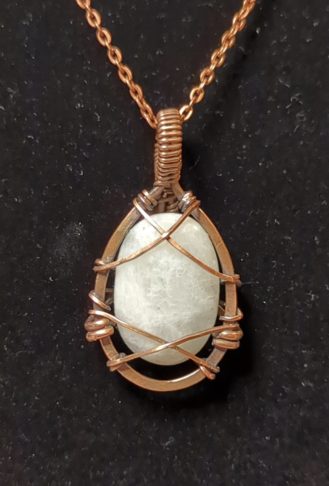 Moonstone pendant, set in antiqued copper.
