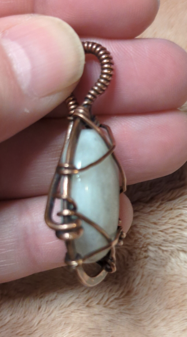 Moonstone pendant, set in antiqued copper.