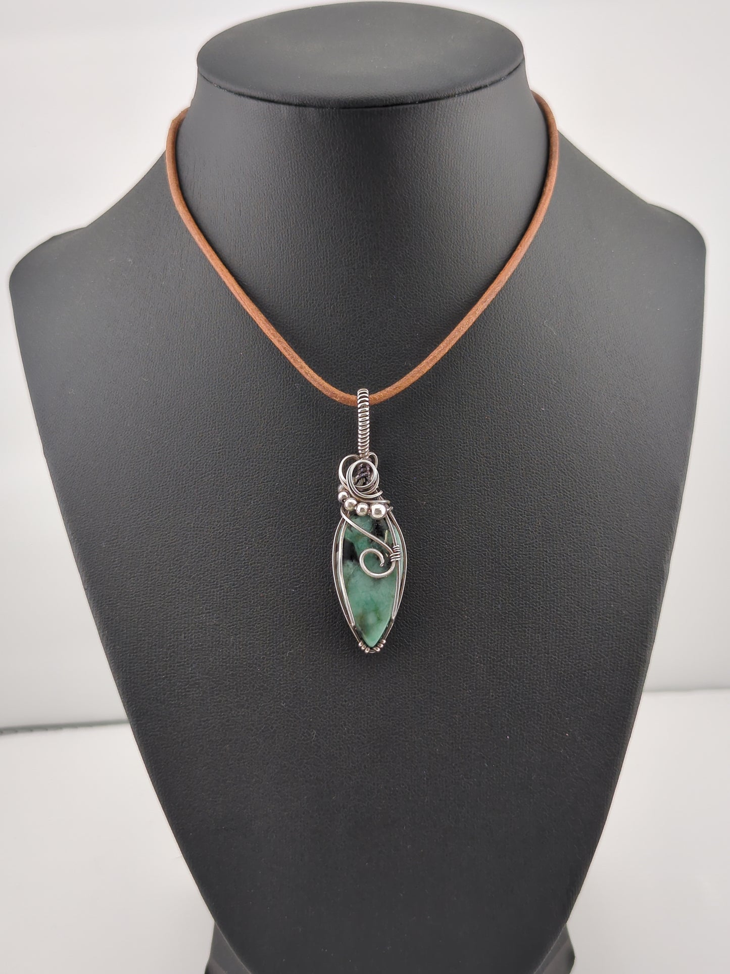 Emerald Pendant, set in Sterling Silver