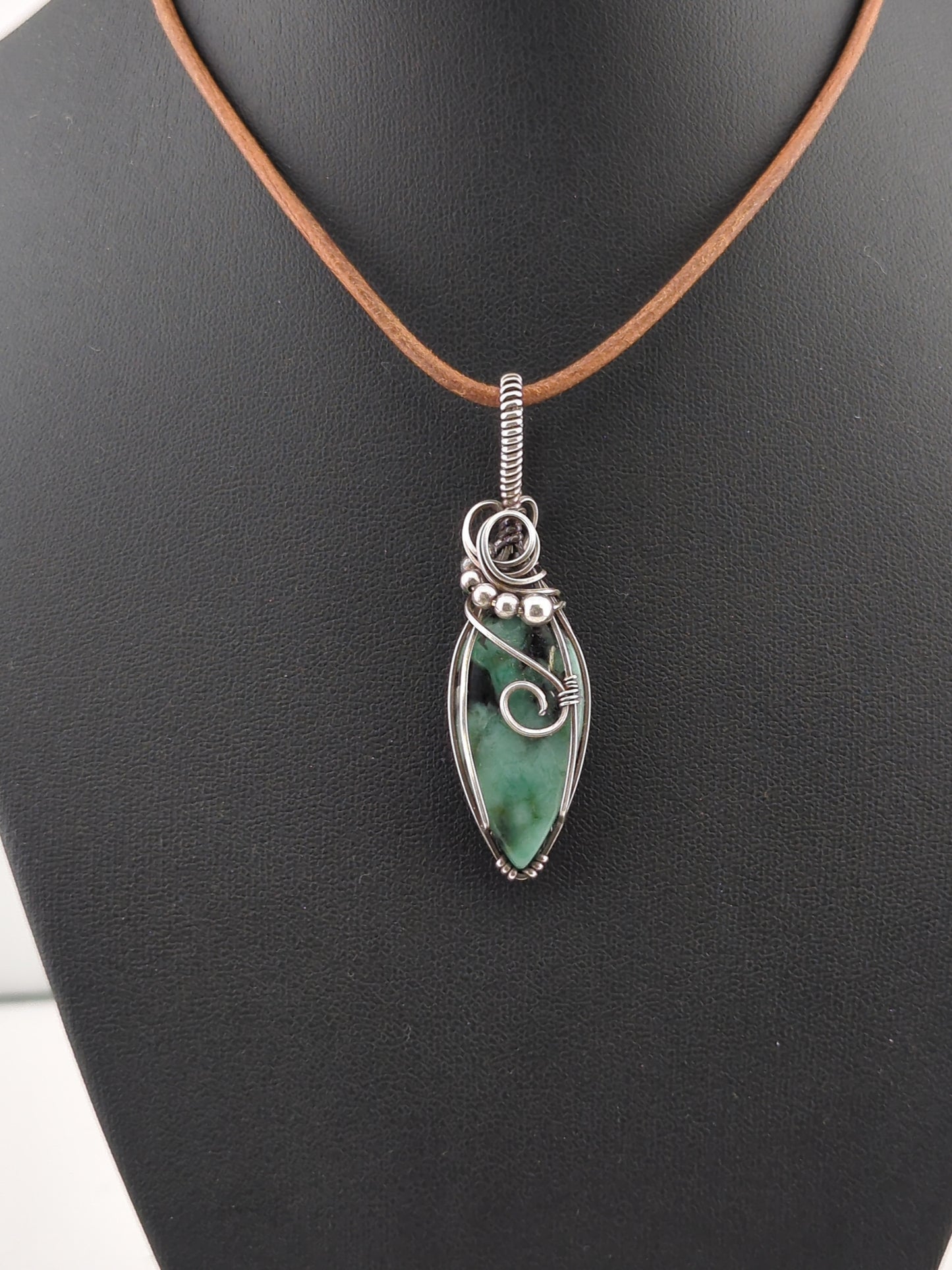 Emerald Pendant, set in Sterling Silver