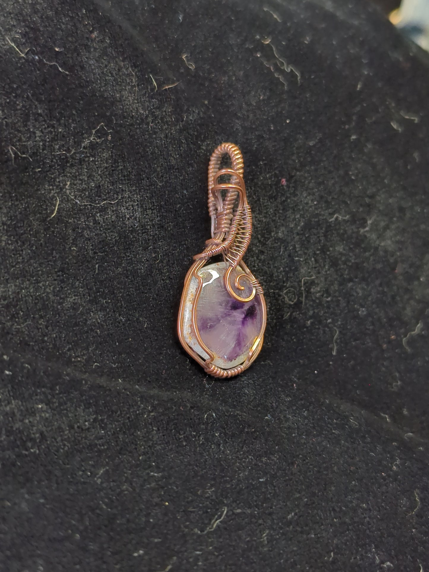 Trapiche Amethyst Pendant, set in antiqued copper.