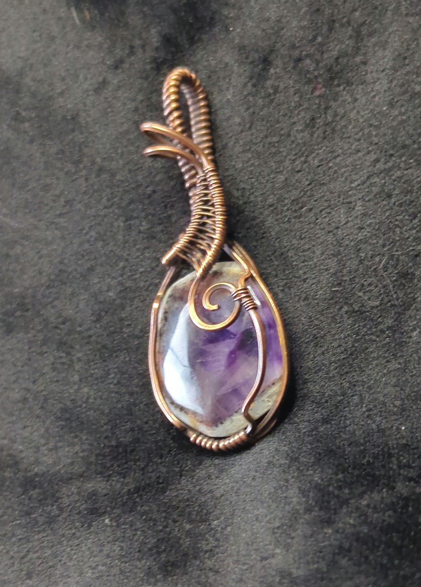 Trapiche Amethyst Pendant, set in antiqued copper.