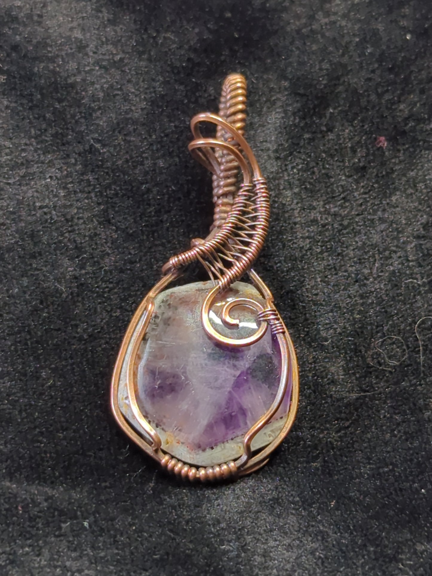 Trapiche Amethyst Pendant, set in antiqued copper.