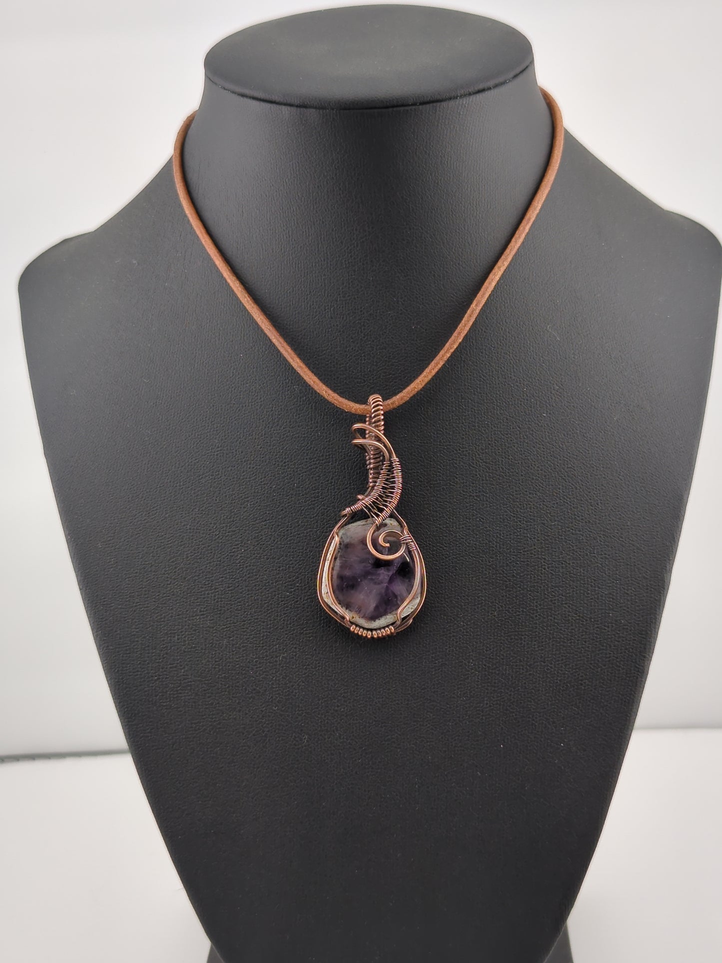 Trapiche Amethyst Pendant, set in antiqued copper.