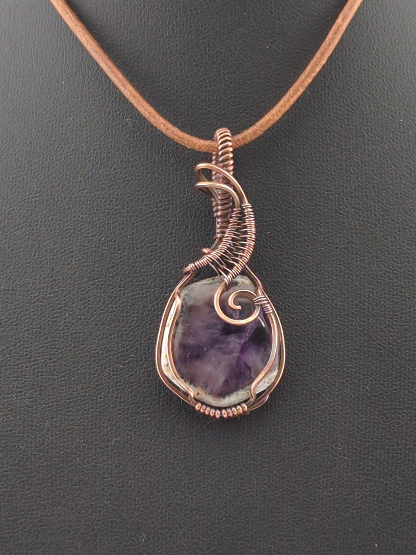 Trapiche Amethyst Pendant, set in antiqued copper.