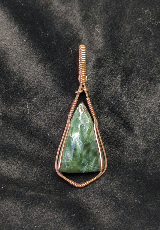 Seraphinite pendant, set in antiqued copper.