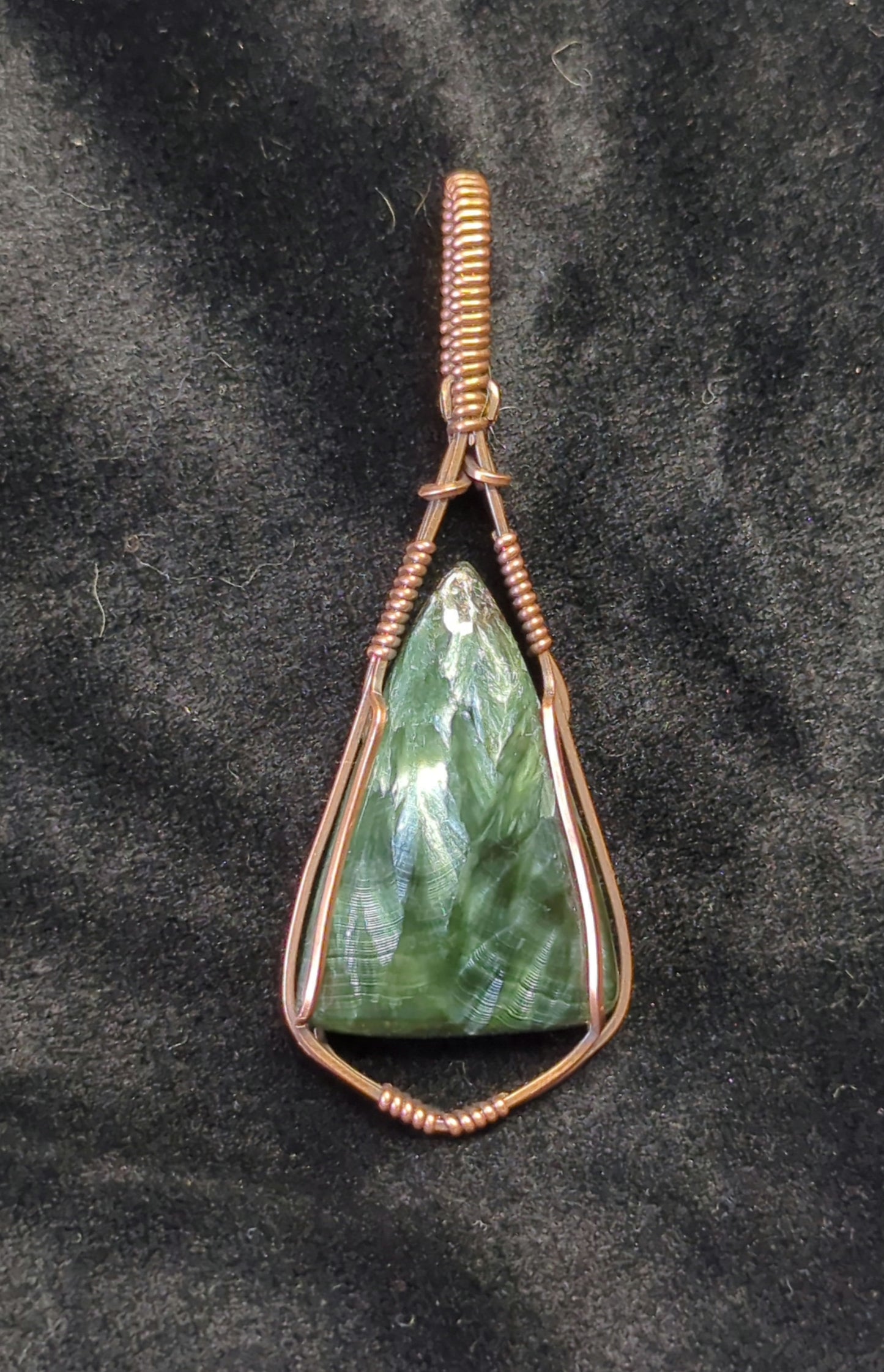 Seraphinite pendant, set in antiqued copper.