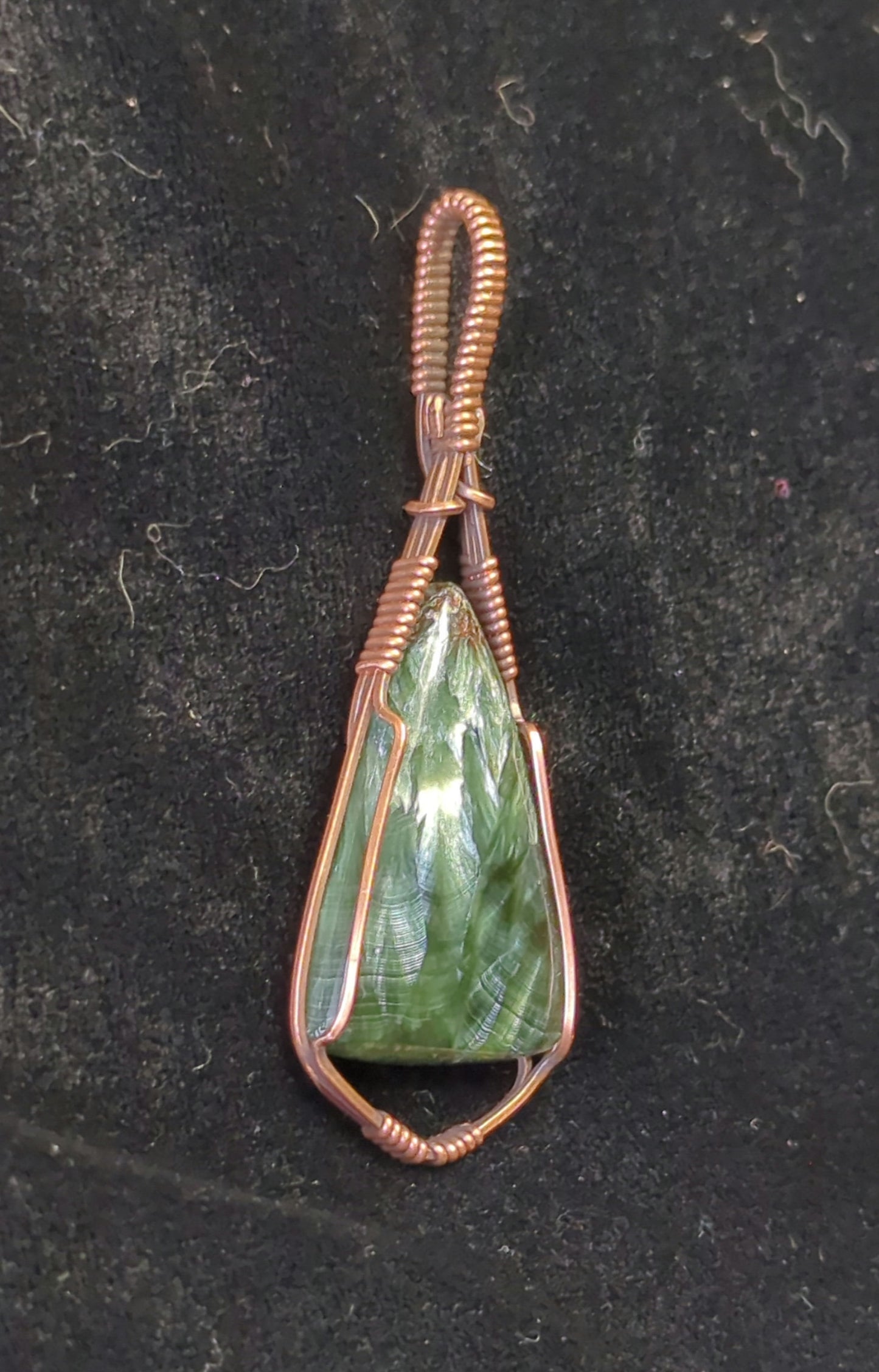 Seraphinite pendant, set in antiqued copper.