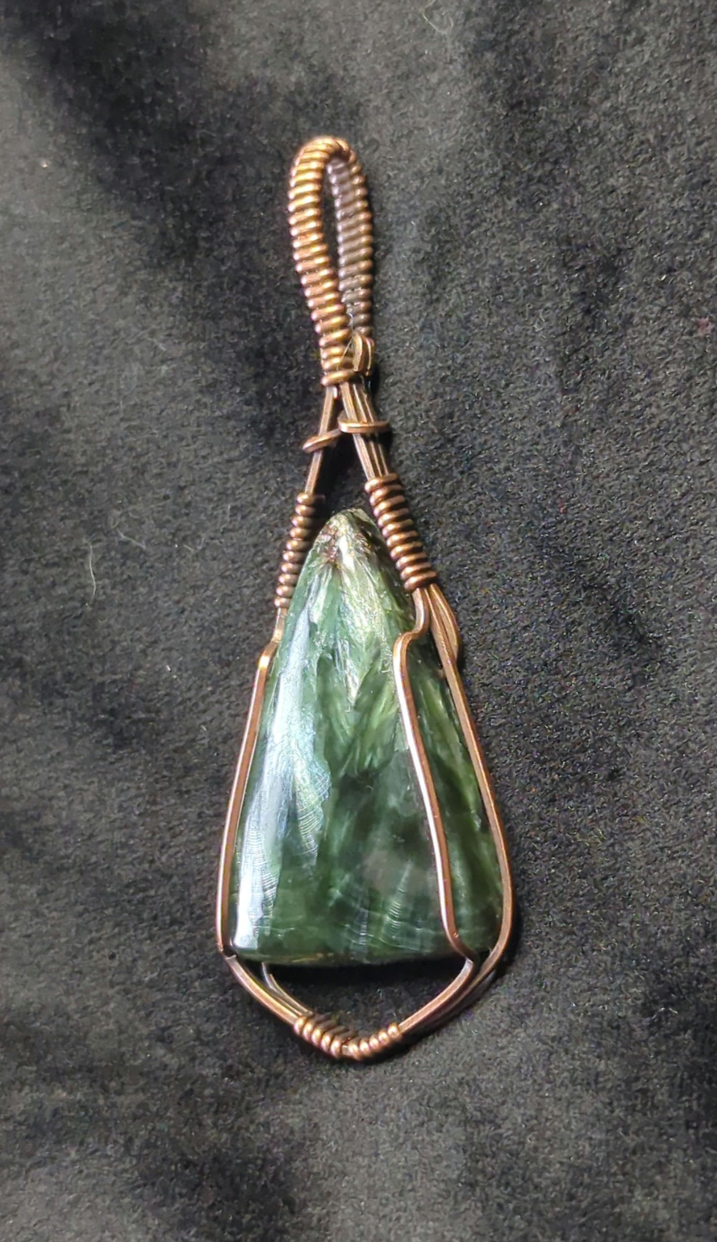 Seraphinite pendant, set in antiqued copper.