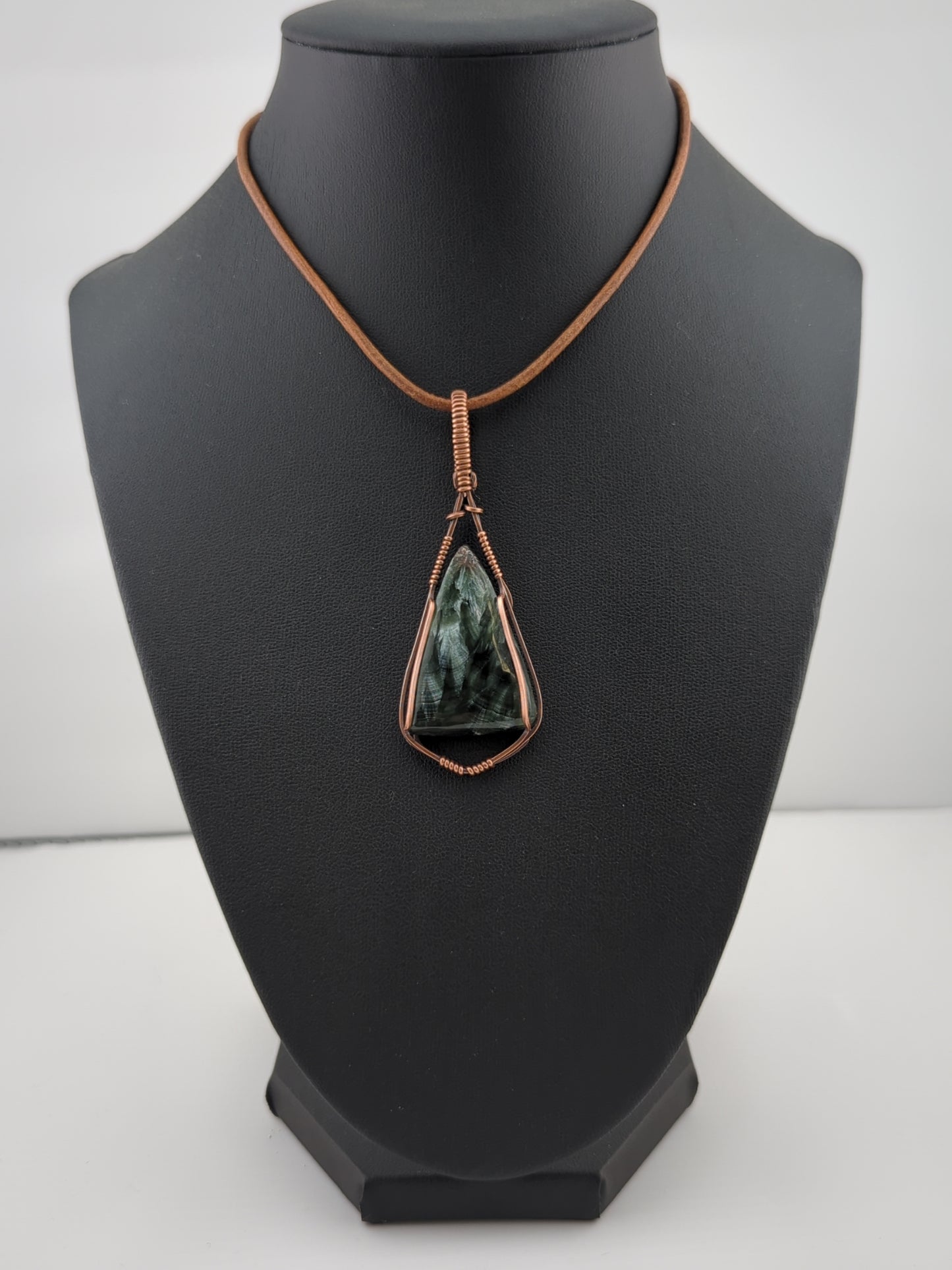 Seraphinite pendant, set in antiqued copper.