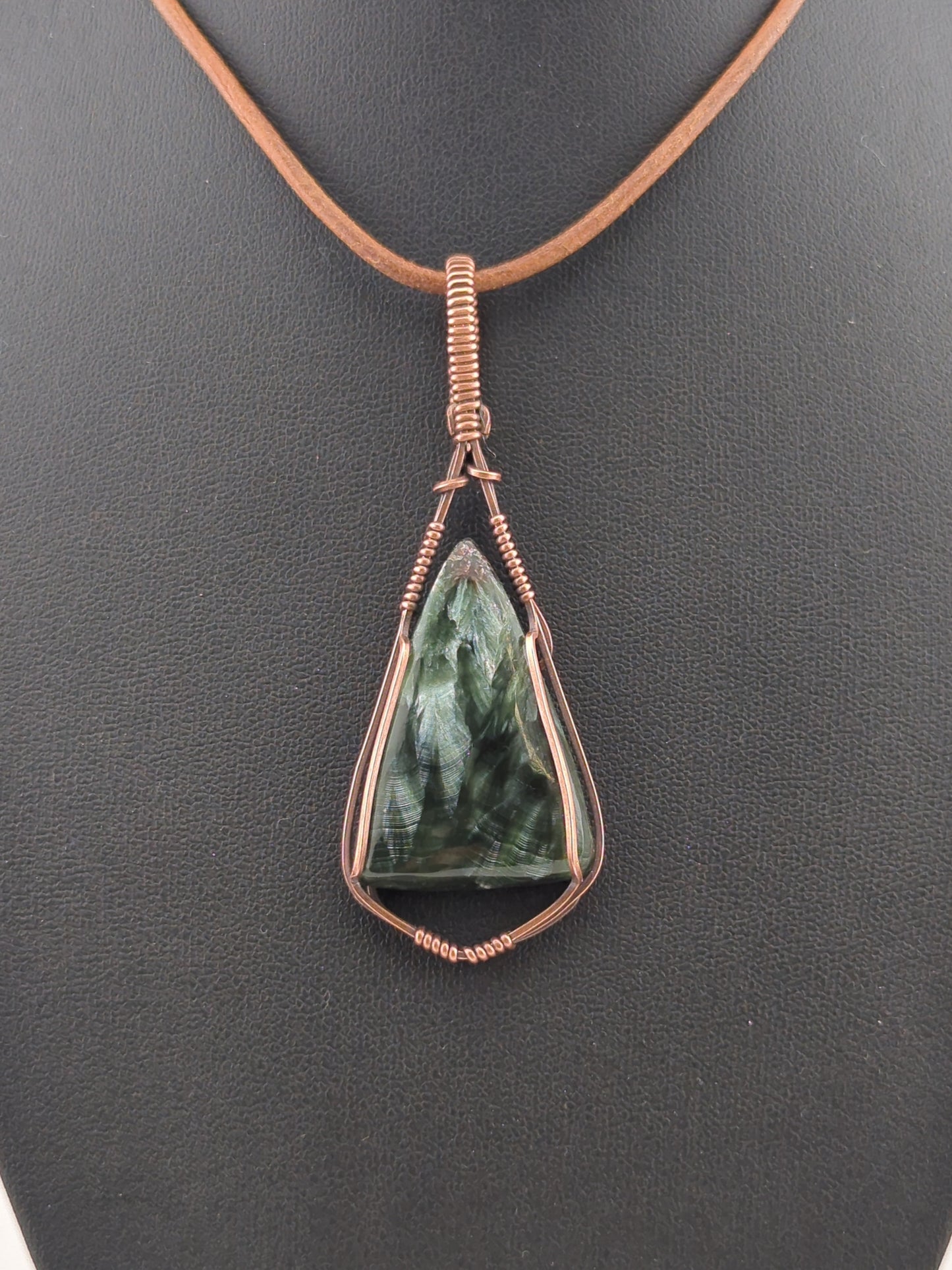 Seraphinite pendant, set in antiqued copper.