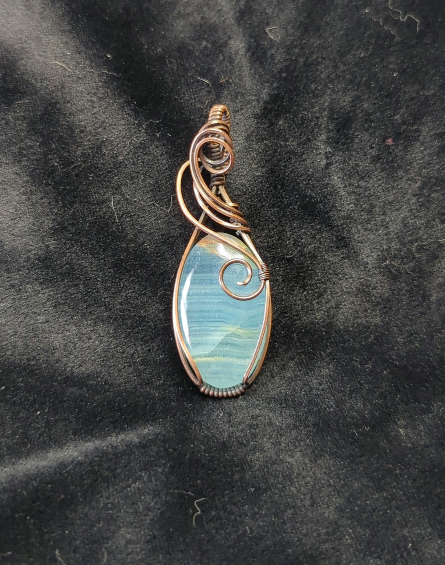 Blue Onyx Pendant, set in antiqued copper.