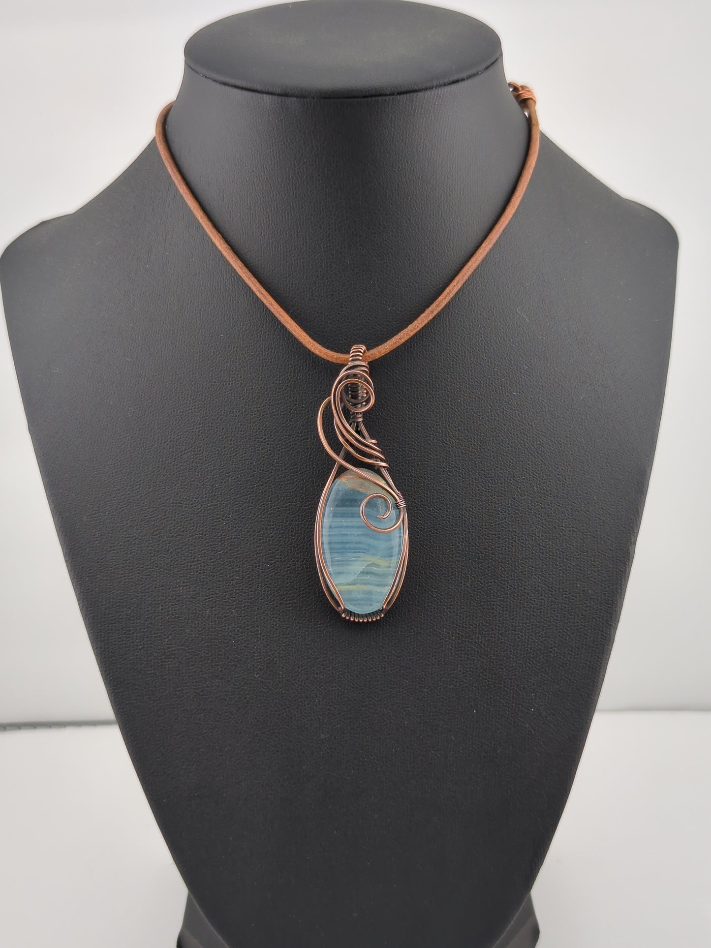 Blue Onyx Pendant, set in antiqued copper.