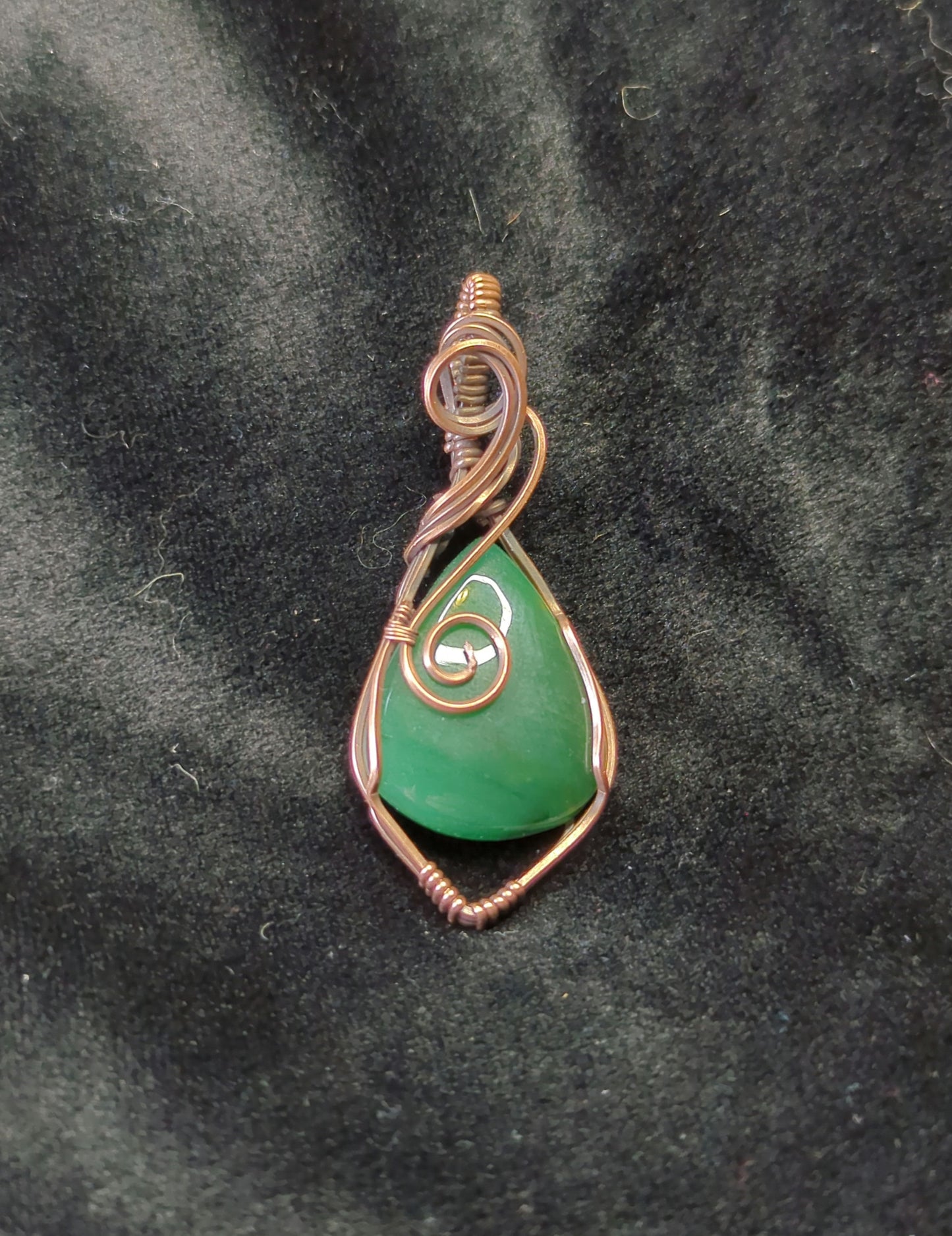 Jade Pendant, set in antiqued copper.