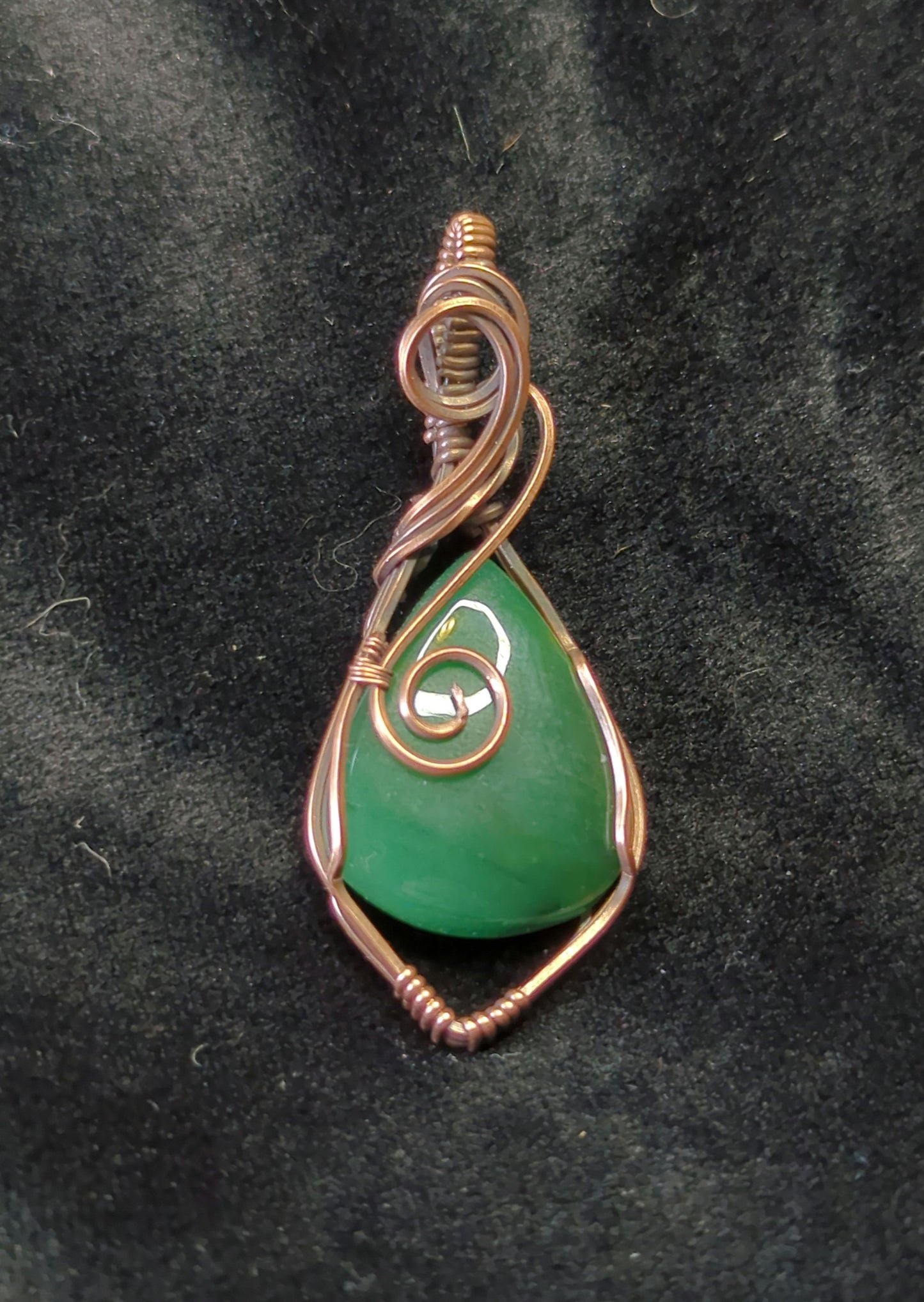 Jade Pendant, set in antiqued copper.