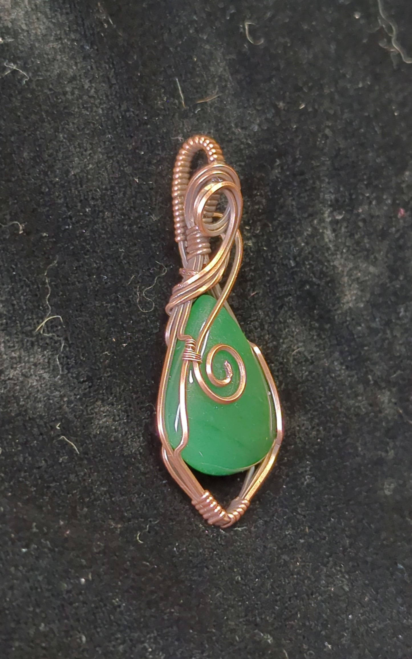 Jade Pendant, set in antiqued copper.