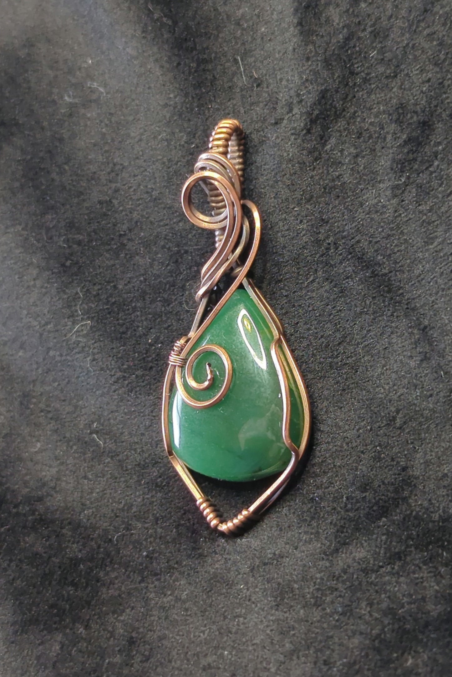 Jade Pendant, set in antiqued copper.