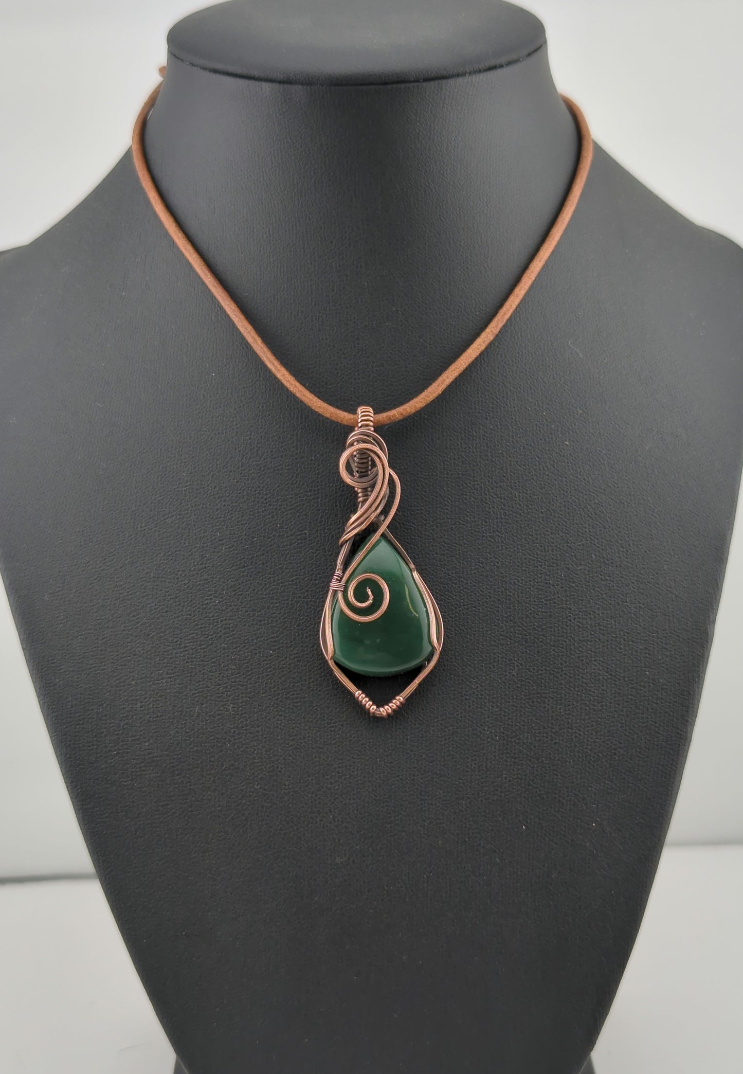 Jade Pendant, set in antiqued copper.