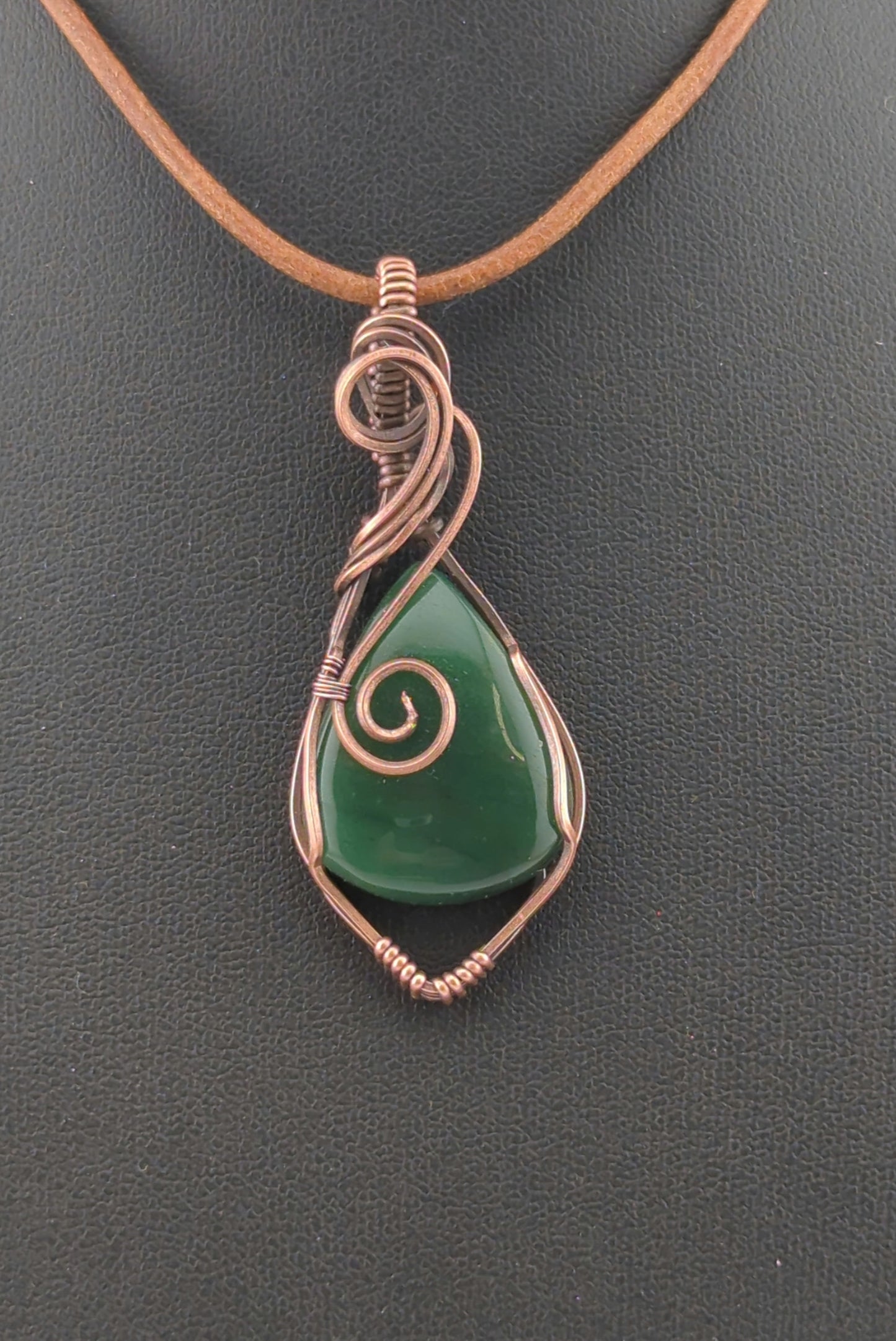 Jade Pendant, set in antiqued copper.