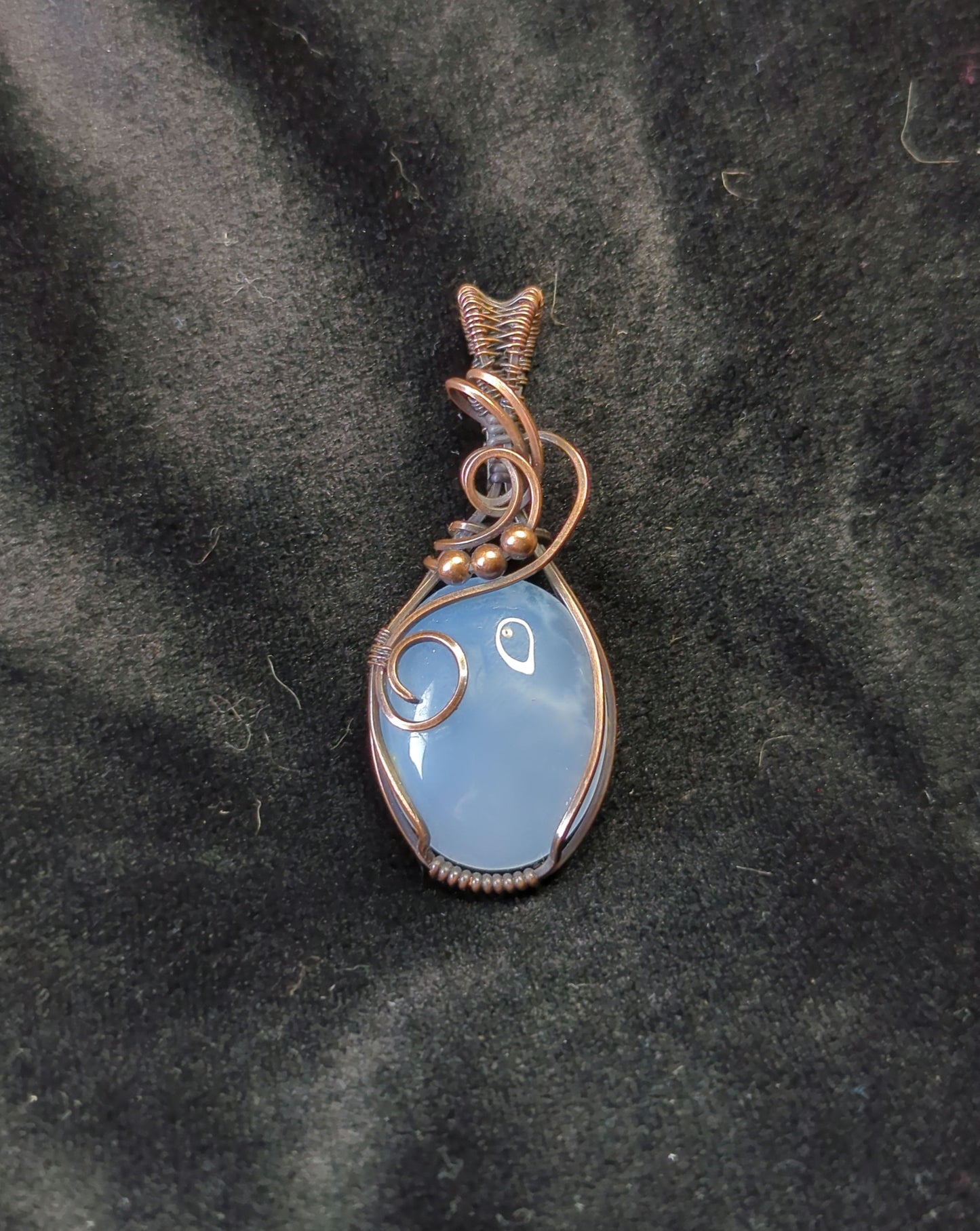 Namibian Chalcedony Pendant, set in antiqued copper.