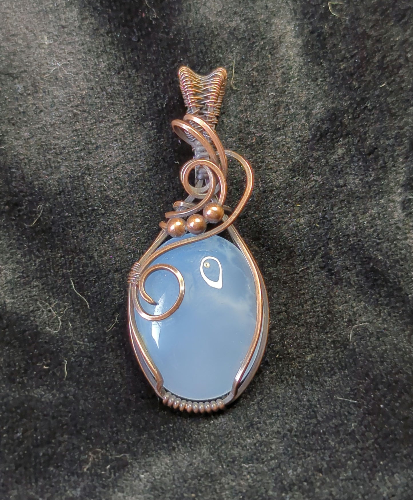 Namibian Chalcedony Pendant, set in antiqued copper.