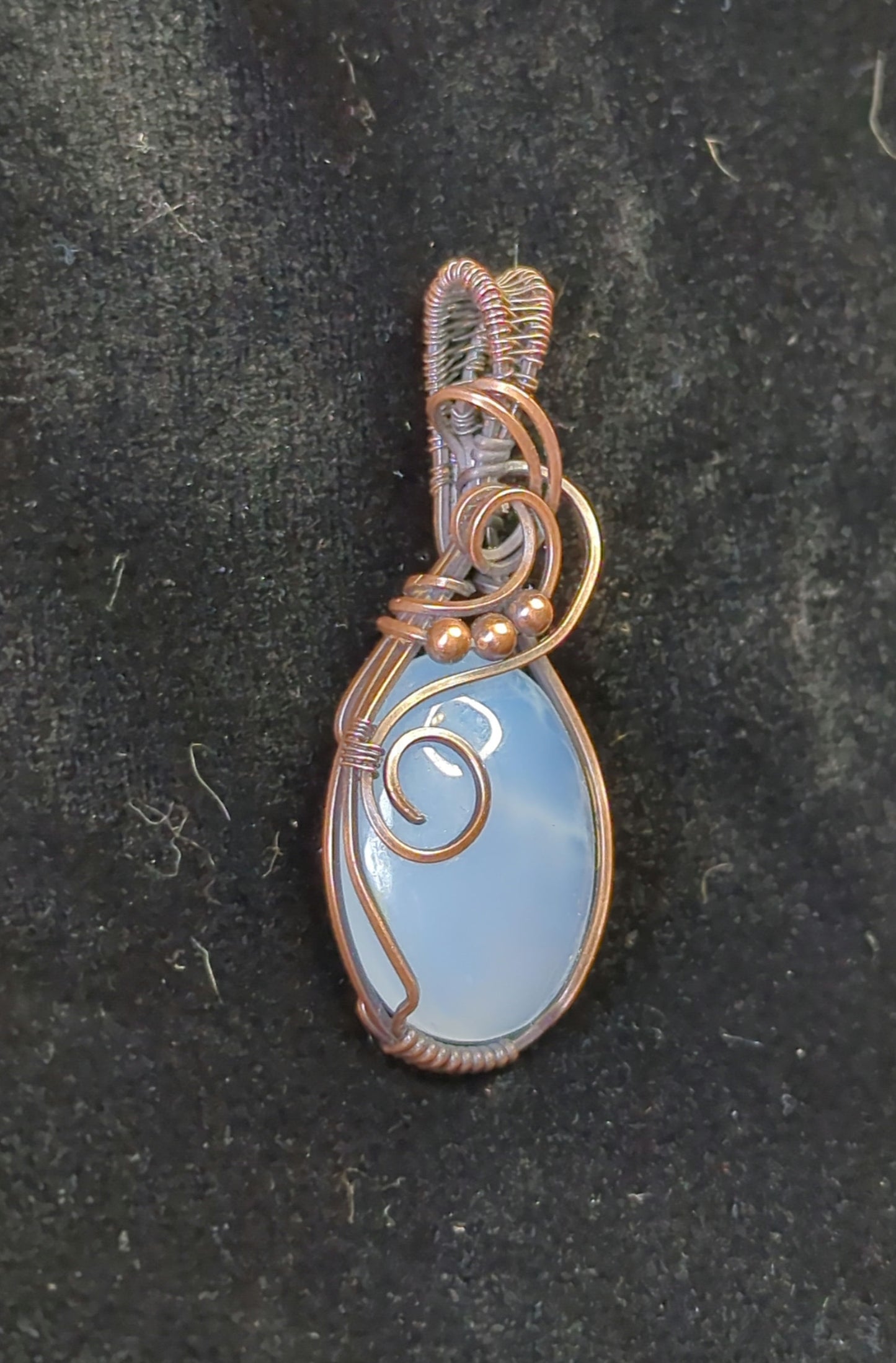 Namibian Chalcedony Pendant, set in antiqued copper.