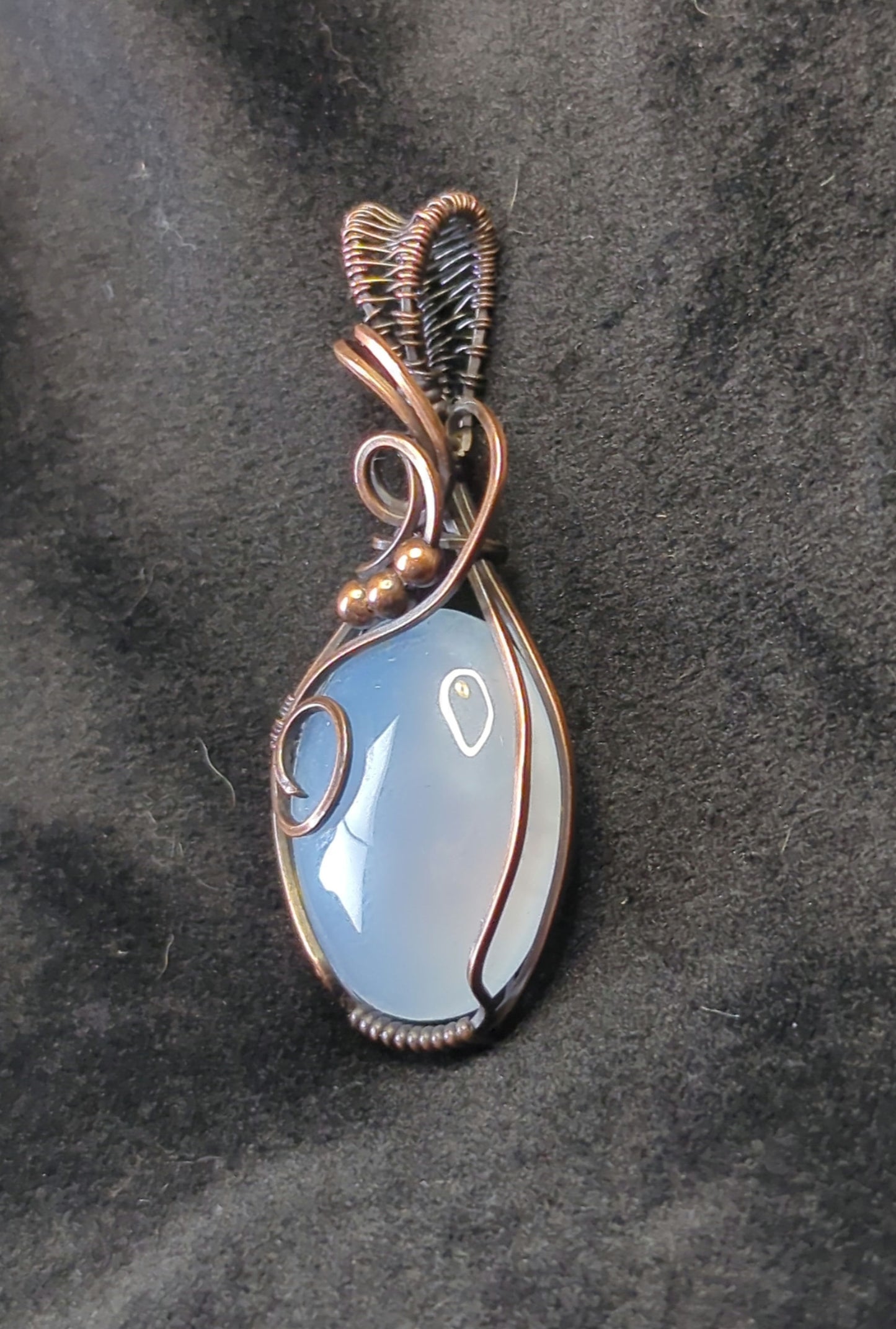 Namibian Chalcedony Pendant, set in antiqued copper.