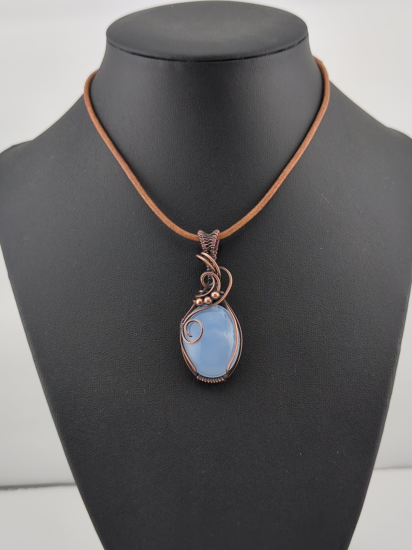 Namibian Chalcedony Pendant, set in antiqued copper.