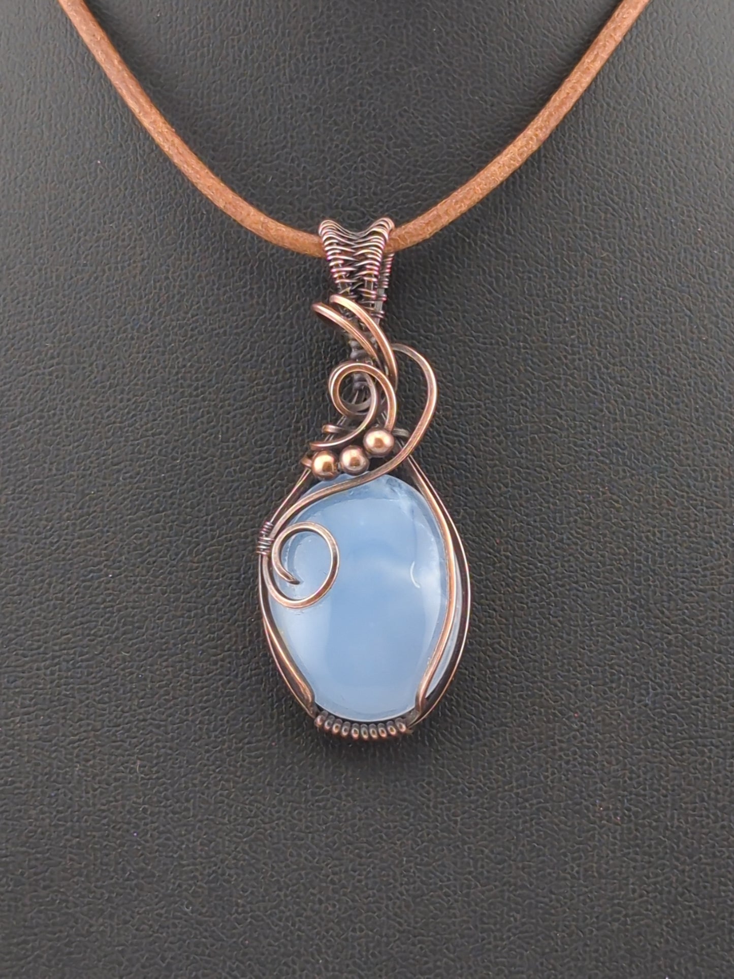 Namibian Chalcedony Pendant, set in antiqued copper.