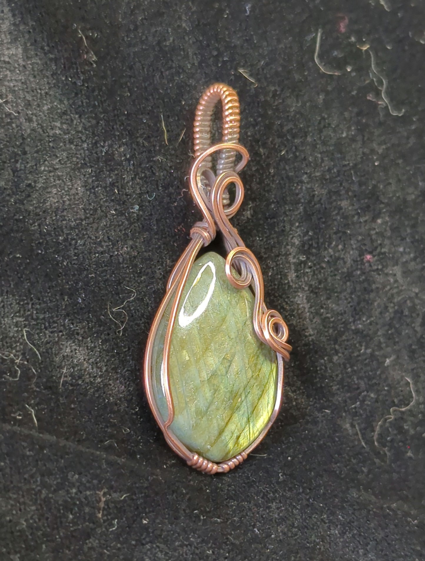 Labradorite Pendant, set in antiqued copper.