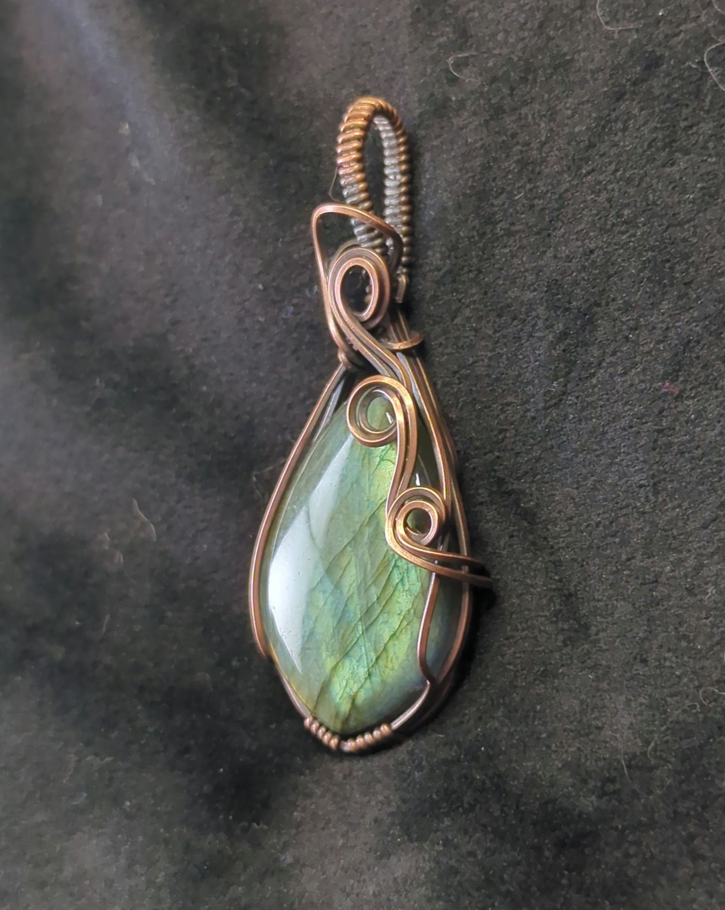 Labradorite Pendant, set in antiqued copper.