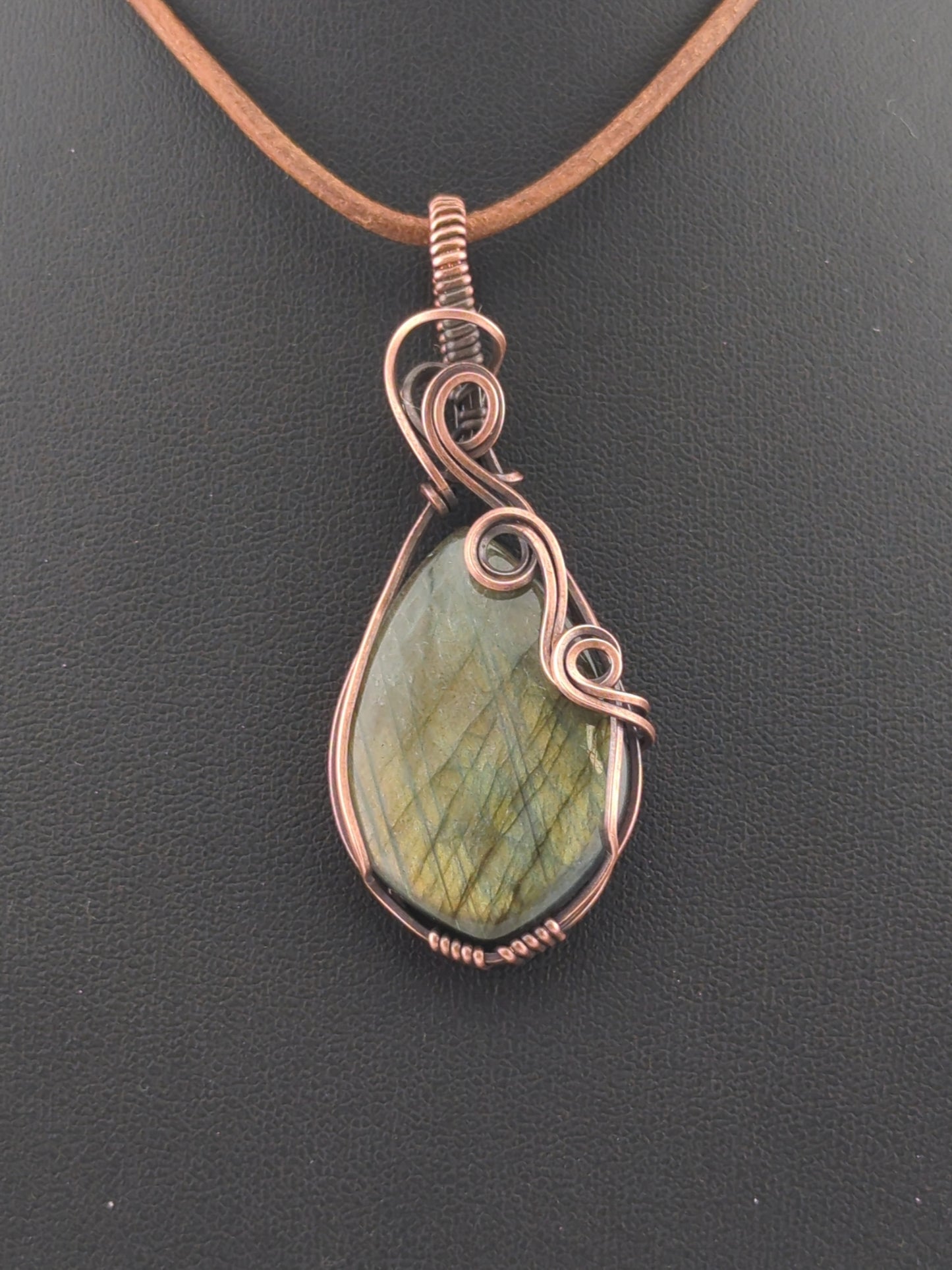 Labradorite Pendant, set in antiqued copper.