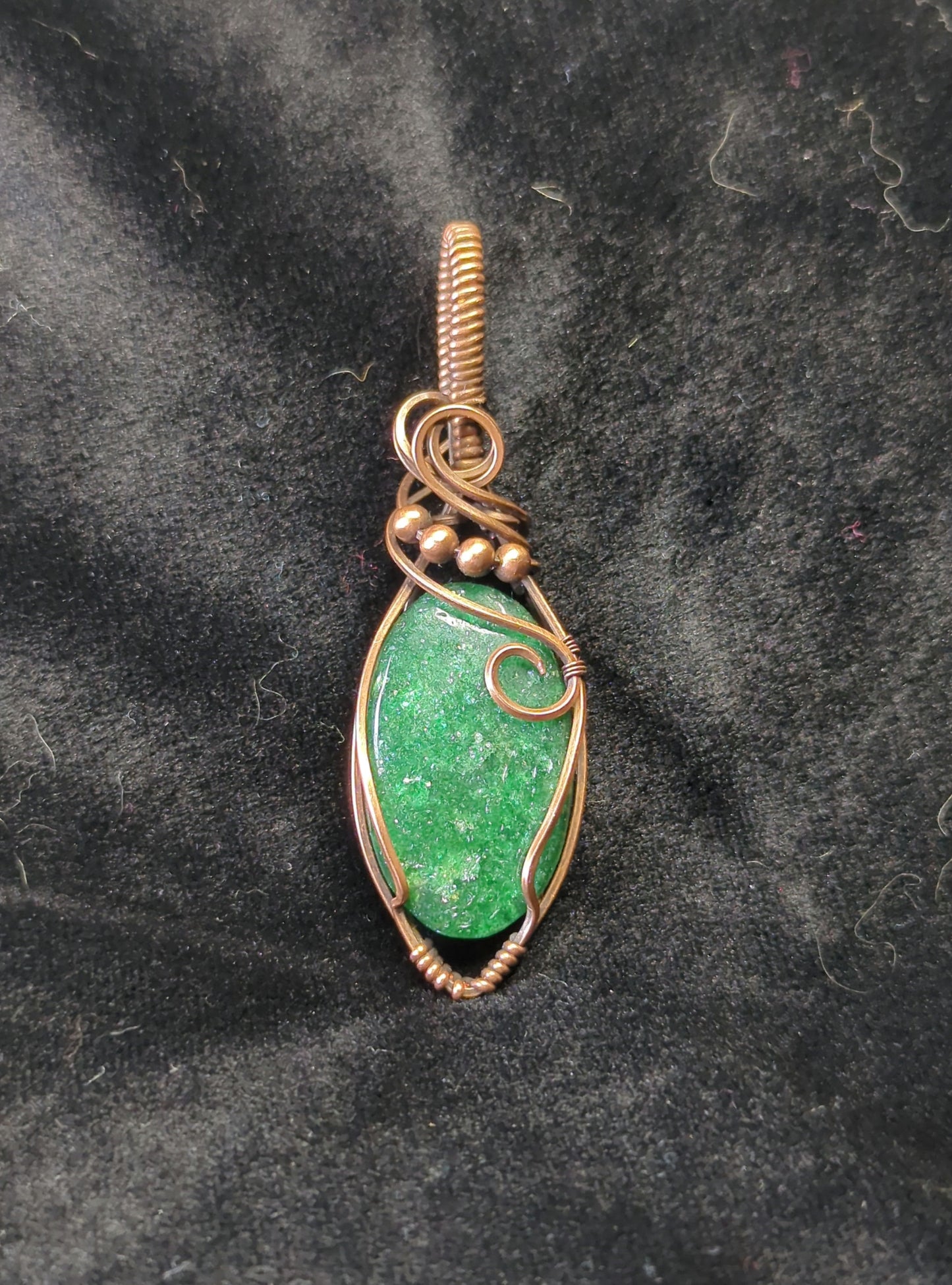 Aventurine Pendant, set in antiqued copper