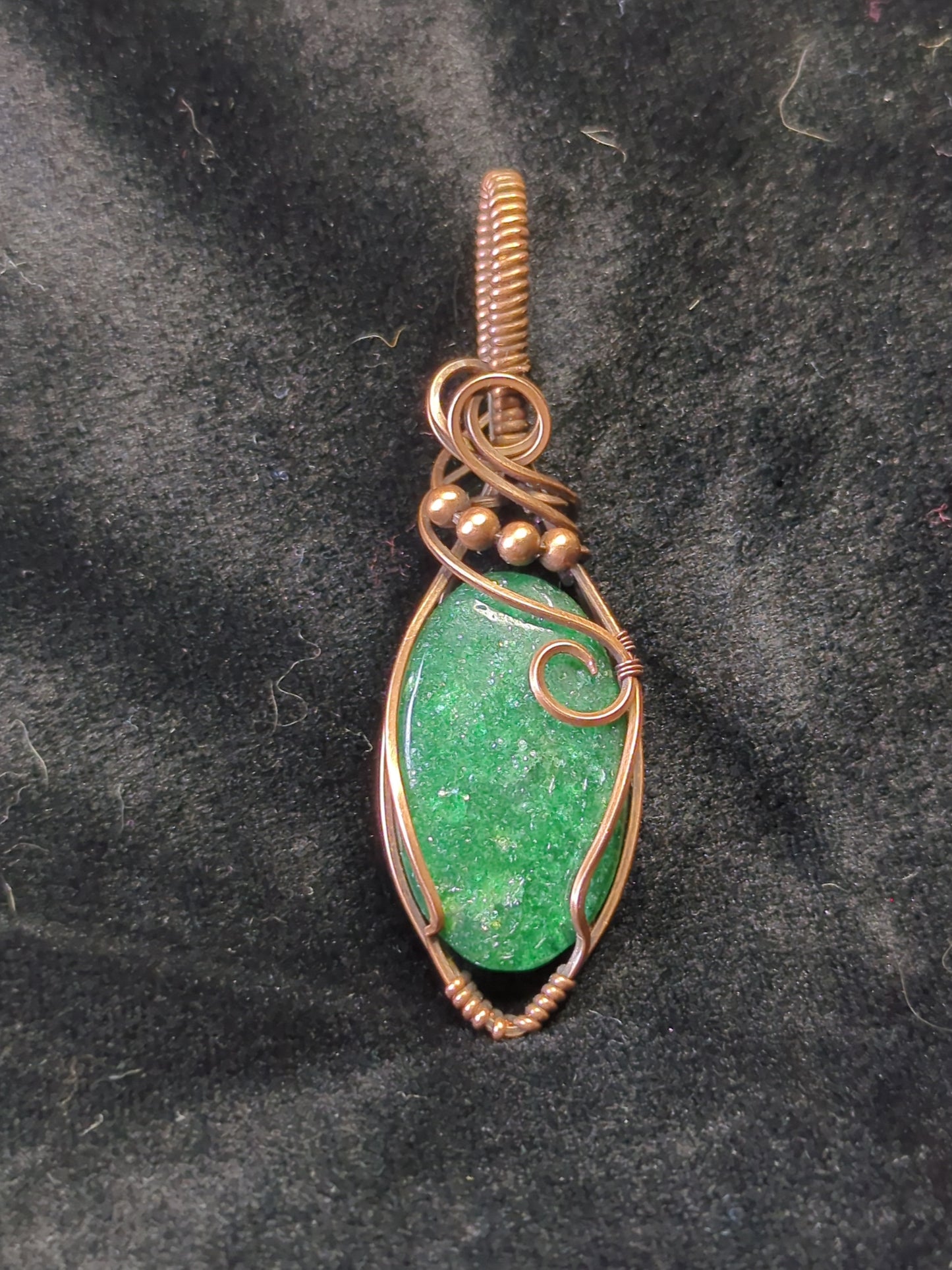 Aventurine Pendant, set in antiqued copper