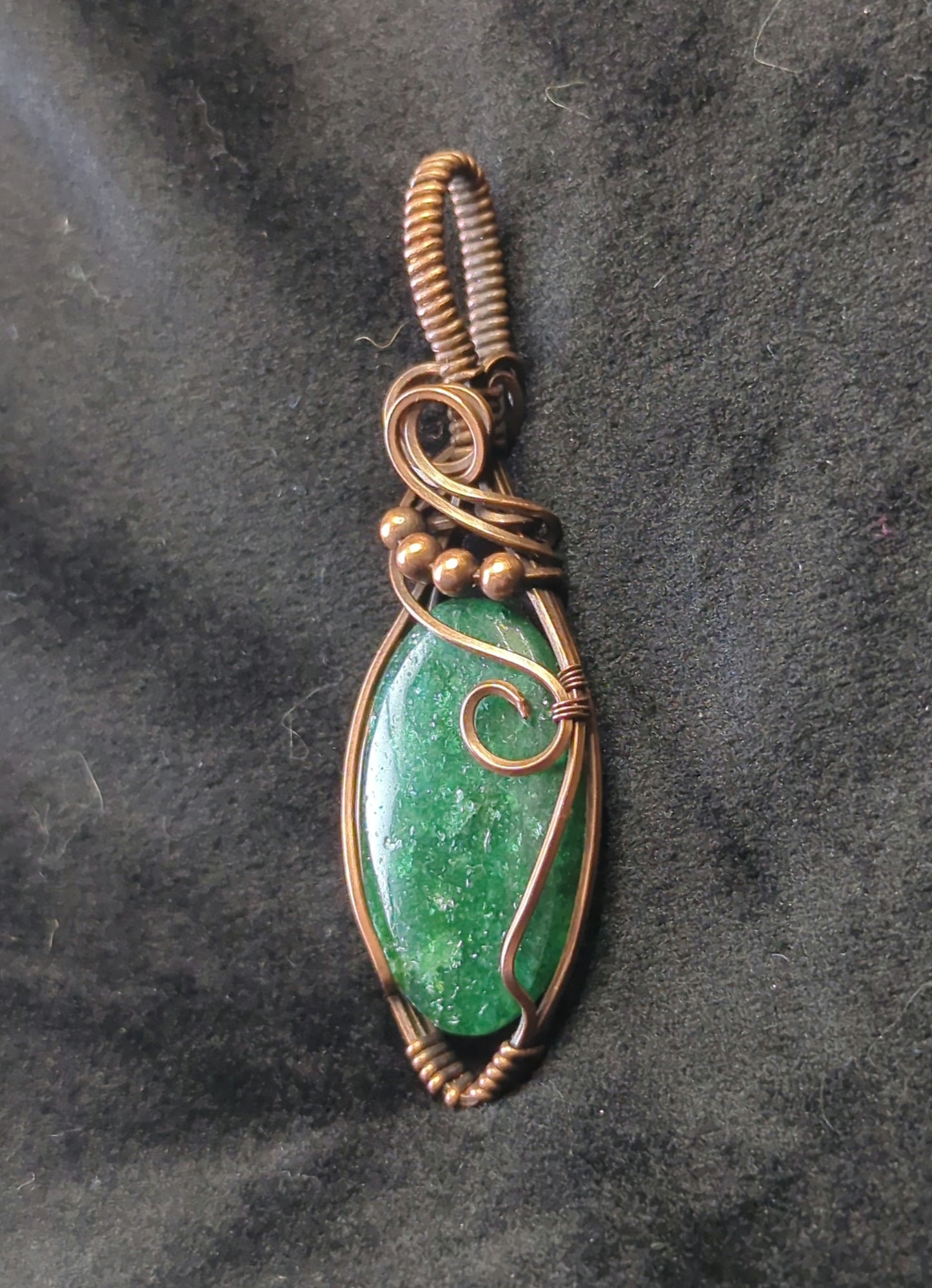 Aventurine Pendant, set in antiqued copper