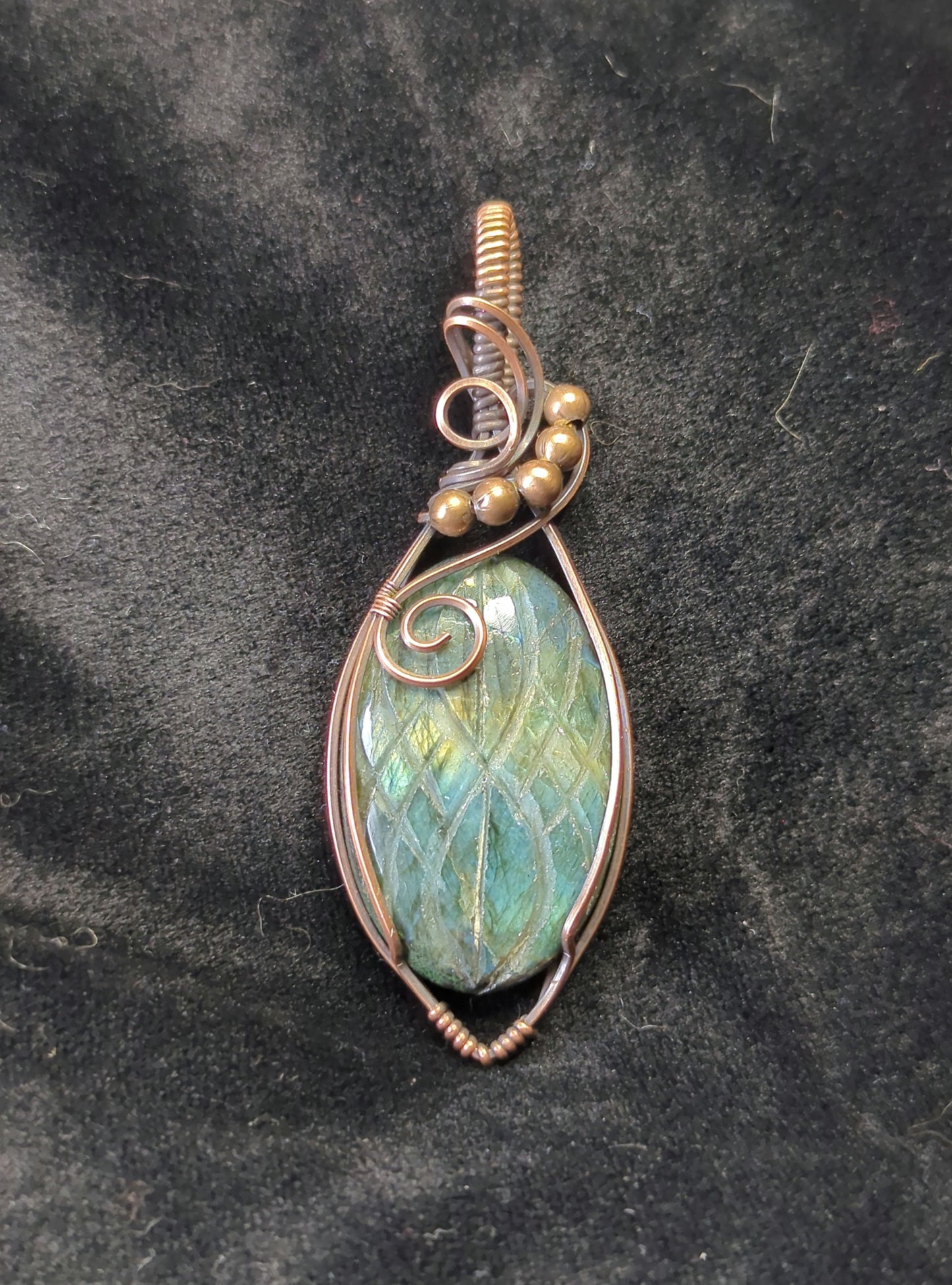 Labradorite Pendant, set in antiqued copper.