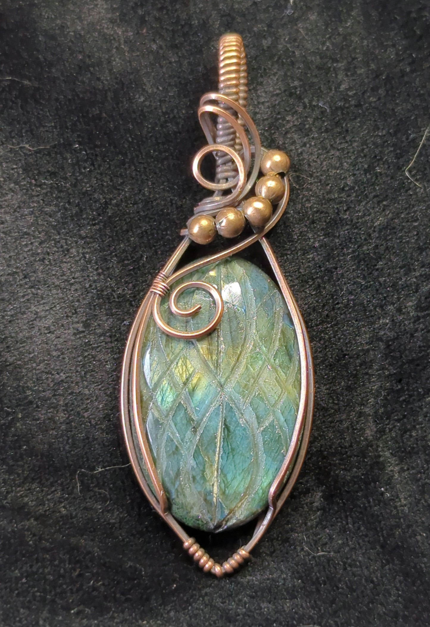 Labradorite Pendant, set in antiqued copper.